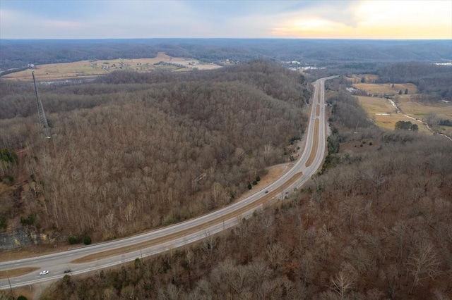 view of aerial view at dusk