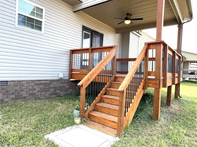 exterior space featuring a lawn and a deck