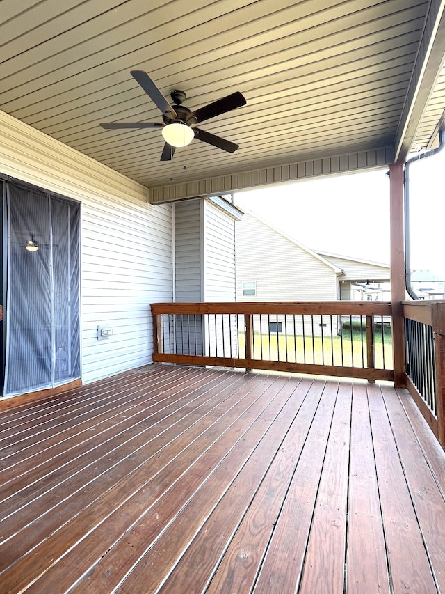 wooden terrace with ceiling fan