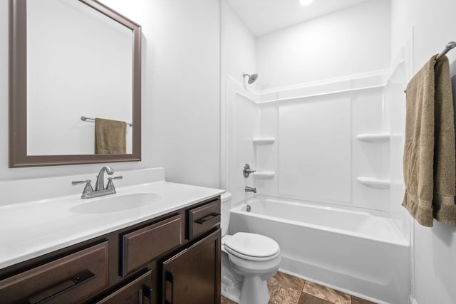 full bathroom with vanity, toilet, and shower / bathing tub combination