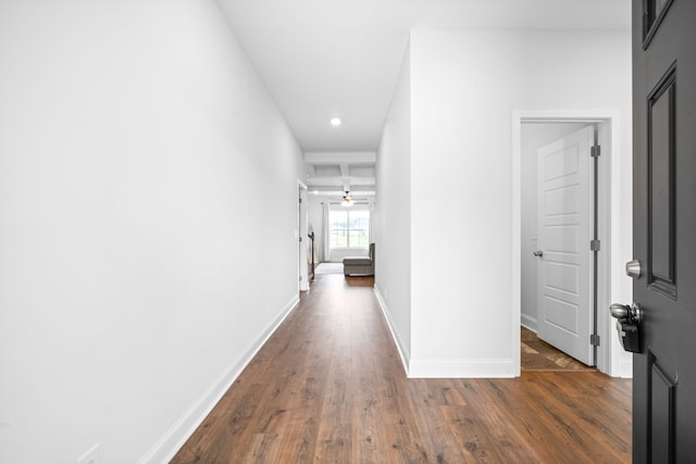 hallway featuring dark hardwood / wood-style floors