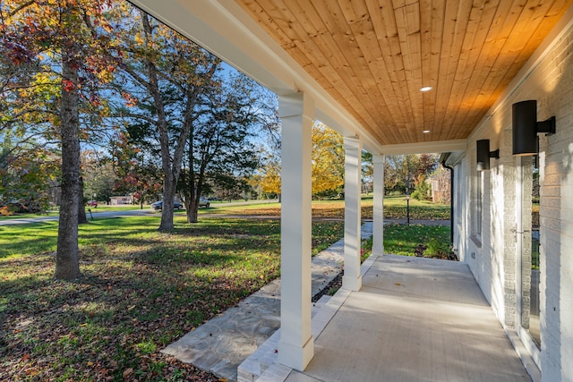 view of patio featuring a porch