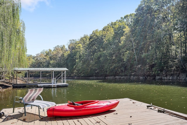 dock area featuring a water view