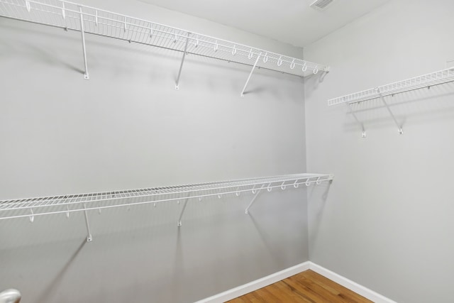 walk in closet featuring wood-type flooring