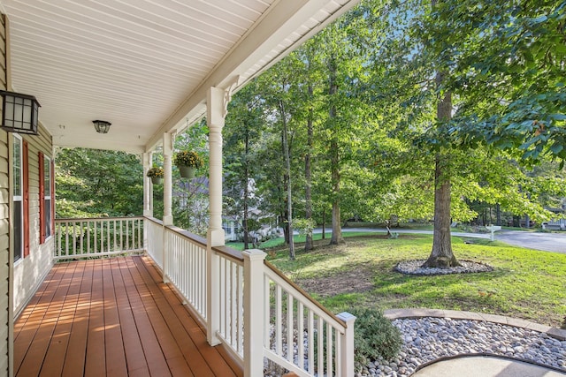 wooden terrace with covered porch