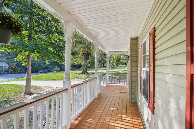 deck featuring covered porch