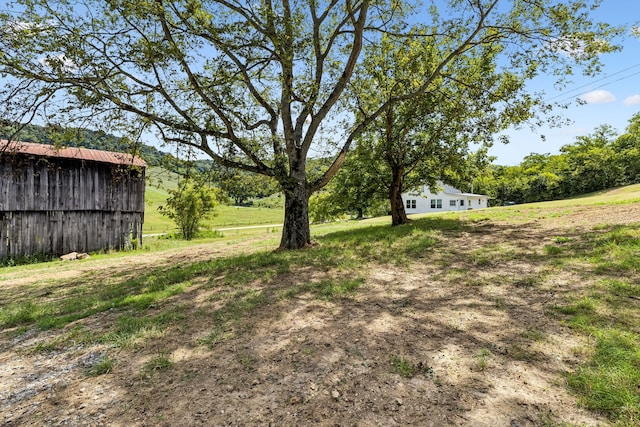 view of yard with an outbuilding