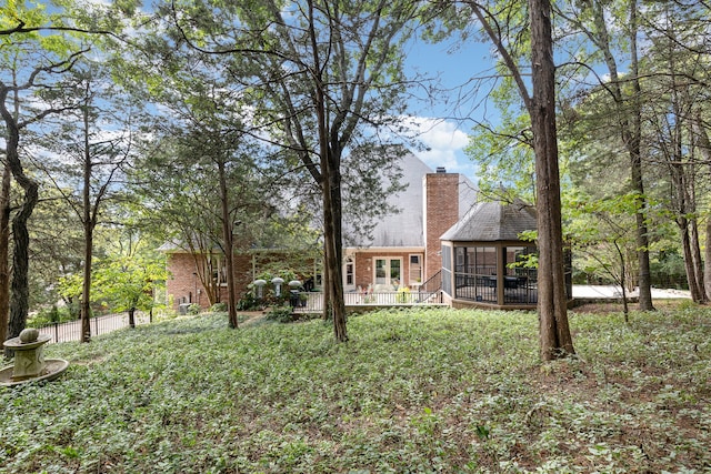 view of yard featuring a deck