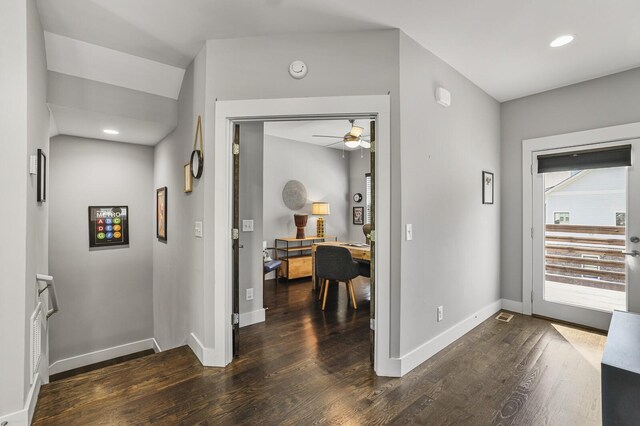 interior space featuring dark wood-type flooring