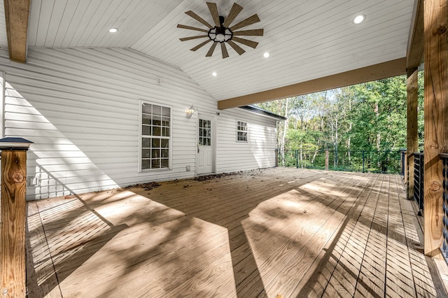 deck featuring ceiling fan