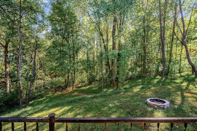 view of yard featuring a fire pit