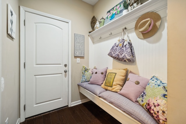 mudroom with dark hardwood / wood-style flooring