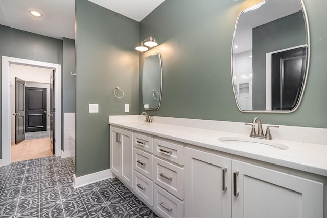 bathroom featuring vanity and tile patterned floors