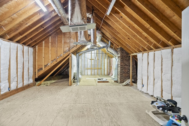 view of unfinished attic