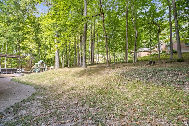 view of yard featuring a playground