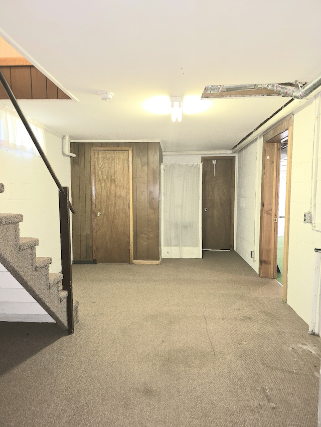 basement with carpet floors