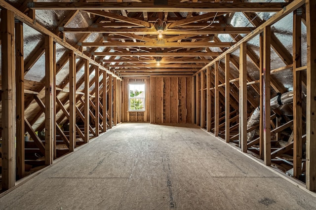 view of unfinished attic