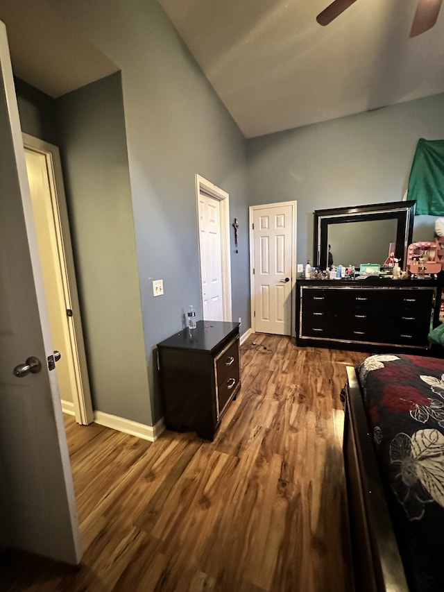 bedroom featuring light wood-type flooring and ceiling fan