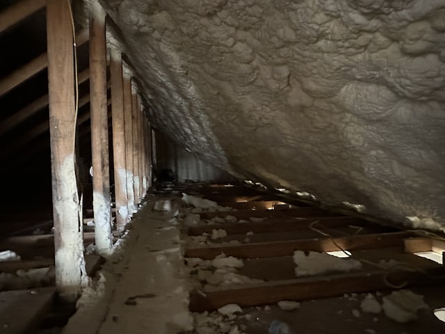 view of unfinished attic