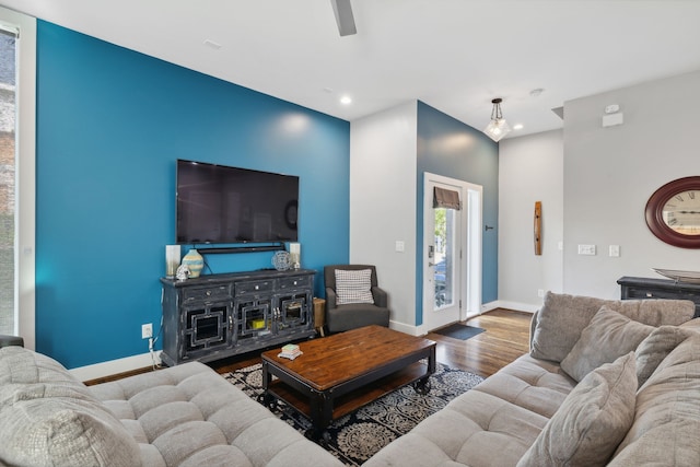 living room featuring hardwood / wood-style flooring