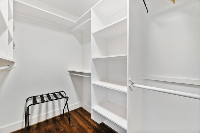 walk in closet featuring dark hardwood / wood-style floors