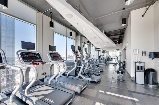 exercise room featuring a wealth of natural light