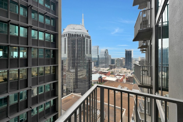 balcony with a view of city