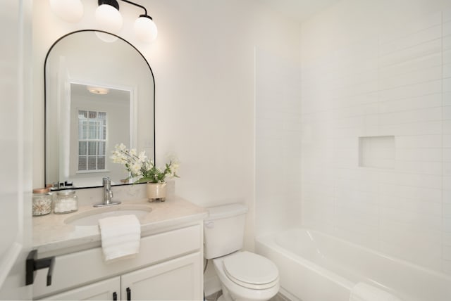 full bathroom featuring vanity, toilet, and shower / bathtub combination