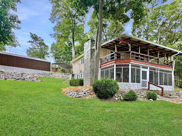 exterior space featuring a sunroom