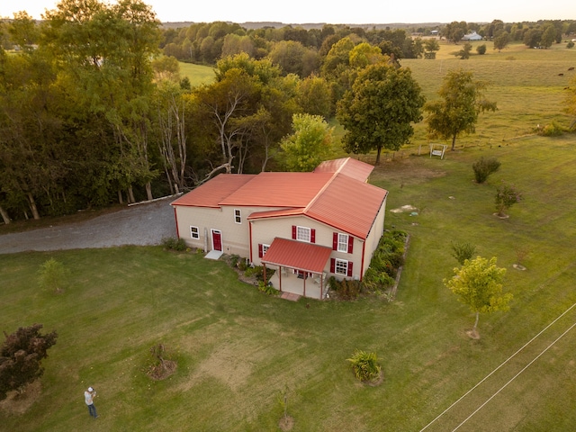 aerial view featuring a rural view