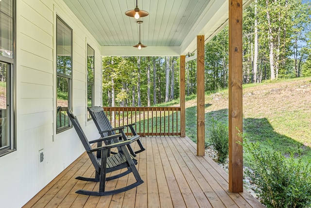 deck with covered porch