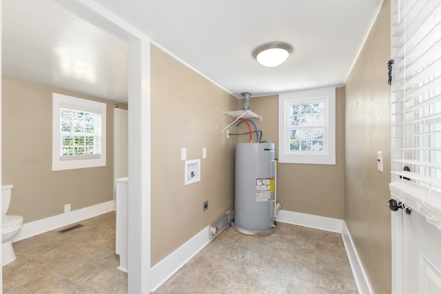 utility room featuring water heater