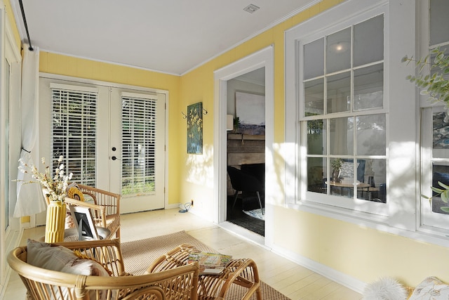 sunroom with french doors