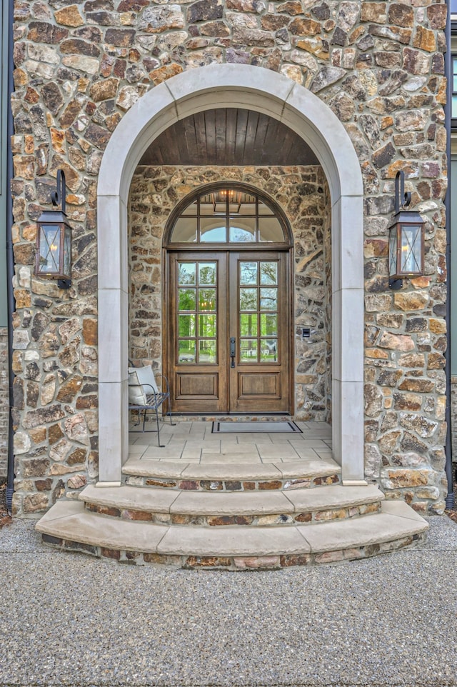 doorway to property featuring french doors