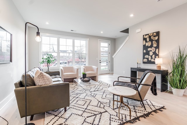 living room featuring light hardwood / wood-style flooring