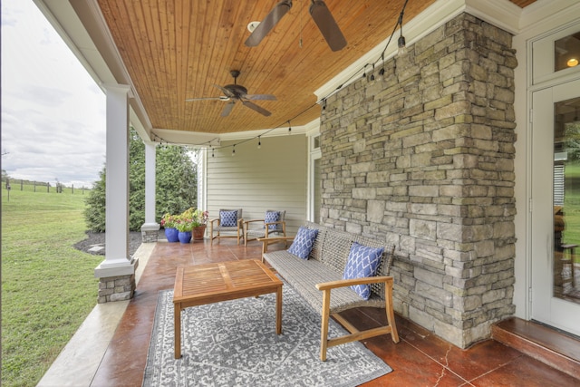 view of patio / terrace featuring outdoor lounge area and ceiling fan