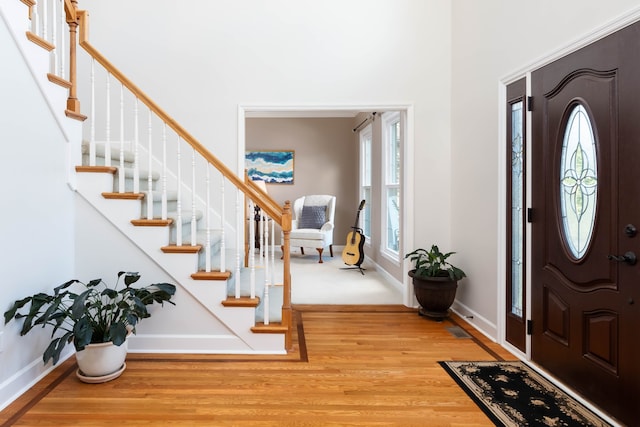 foyer with light hardwood / wood-style flooring