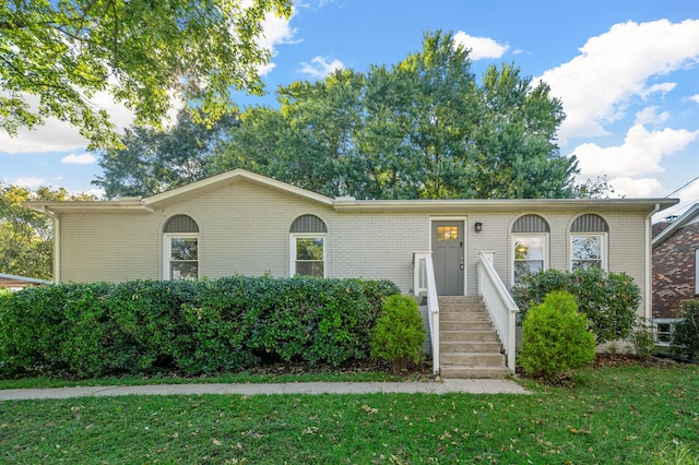 view of front of property with a front lawn