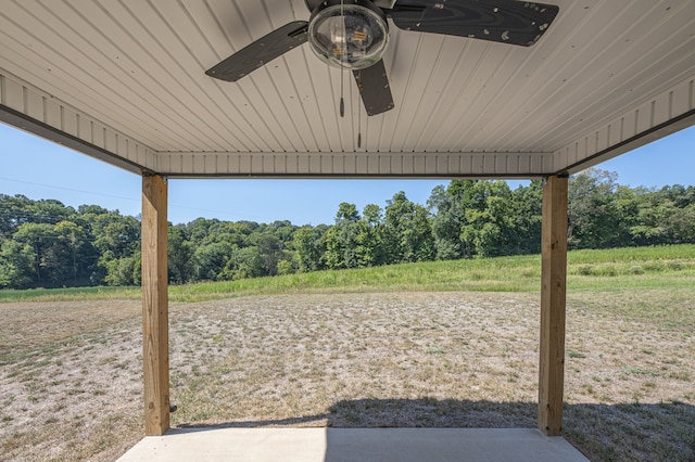 view of patio featuring ceiling fan