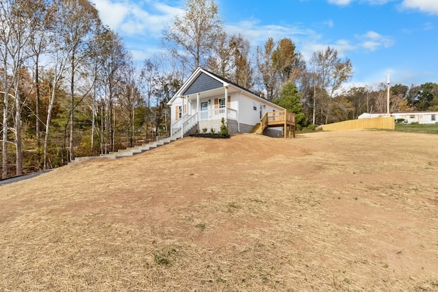 exterior space featuring covered porch