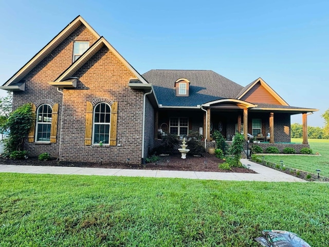 craftsman house featuring a front lawn