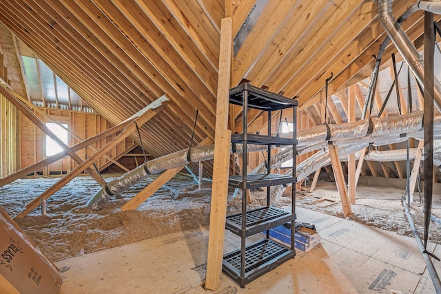 view of unfinished attic