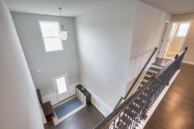 foyer with dark hardwood / wood-style flooring