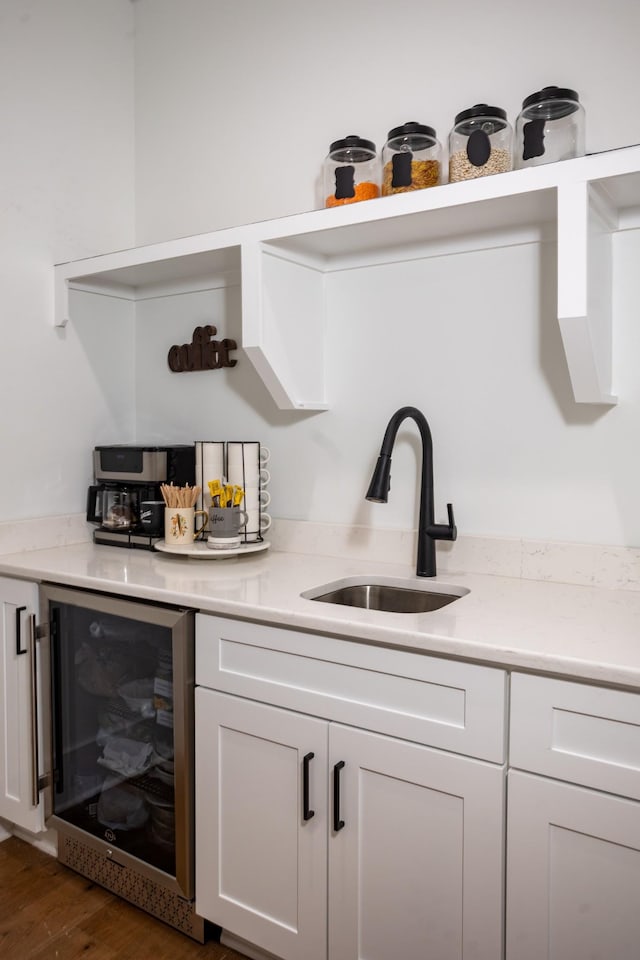 6821 Springwater St, Smyrna, TN 37167 - bar featuring wine cooler, a sink, and dark wood-style flooring