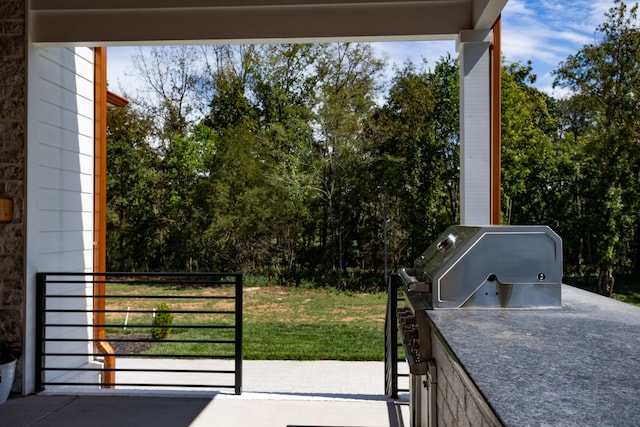 exterior space featuring area for grilling and exterior kitchen