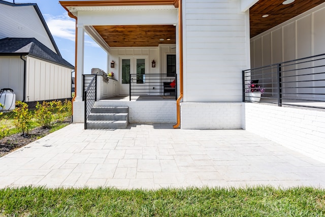 exterior space featuring a patio area and a porch