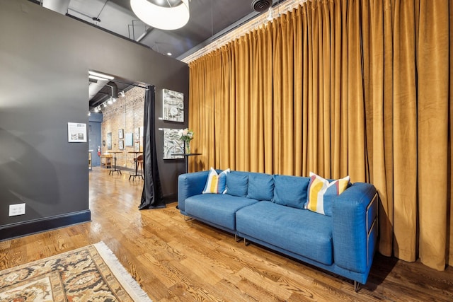 living area featuring wood finished floors