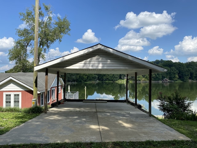 view of dock featuring a water view