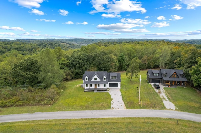aerial view with a forest view
