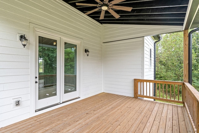 wooden terrace featuring french doors